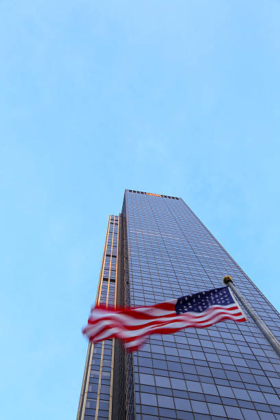 istock Modern Skyscraper with American Flag in New York City 2212742454