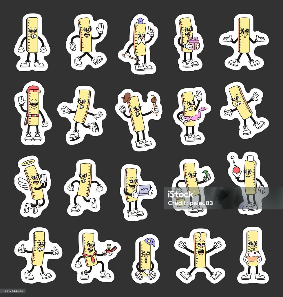 Crying Cartoon Ruler Ruler Cartoon Characters With Emotions Gestures Actions Professions ...