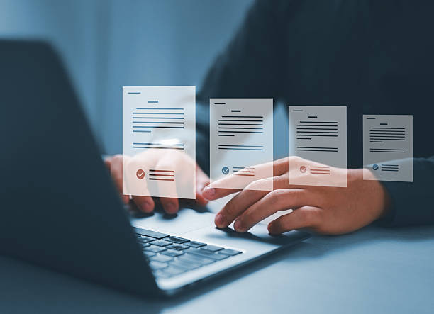 istock Electronic Signing, Electronic Signature, Document Management, Paperless Office, Businessman Signing Electronic Documents on Digital Tablet, Signing Contracts Online with Application 2212746820