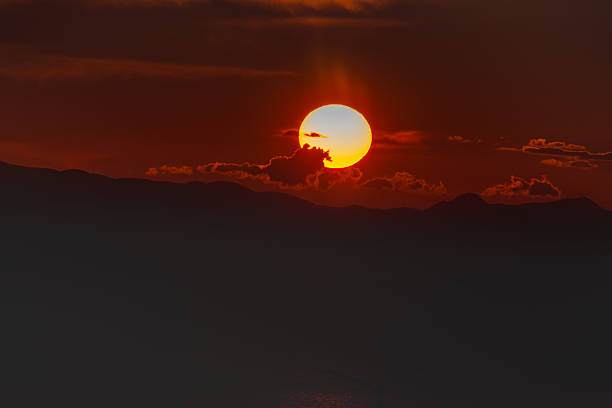 Sunrise at Romanian Prodromou Skete on Mt. Athos, Greece, February, 2023