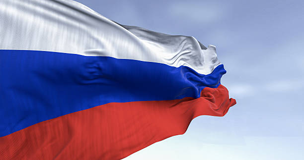 istock Russian national flag waving outdoors in the wind. 3D render illustration. 2212754245