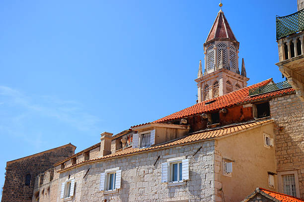 Historical buildings on the promenade in Trogir, Croatia.