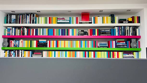 istock Bookshelves with colorful books 2212763113