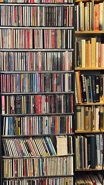 istock Bookshelves tightly packed with many old books 2212764733