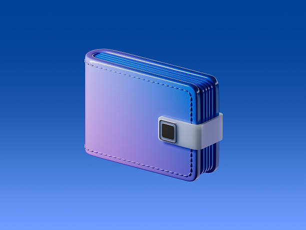 istock 3D icon of a digital wallet with a gradient blue and violet design, representing online payments, finance, and cryptocurrency storage. 2212767818