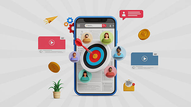 Know your customer, KYC concept. Target audience, refine marketing strategy, customer service, satisfaction, digital marketing ads, online campaign. 3D bullseye with targeted customers on a mobile