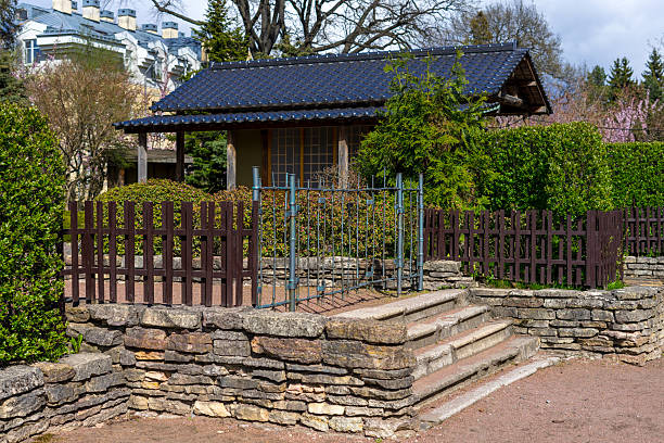 Old  transformer substation in a public park , stone transformer station