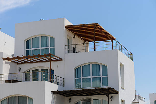 istock Modern White Villas with Arches and Balconies in Cyprus 2212772304