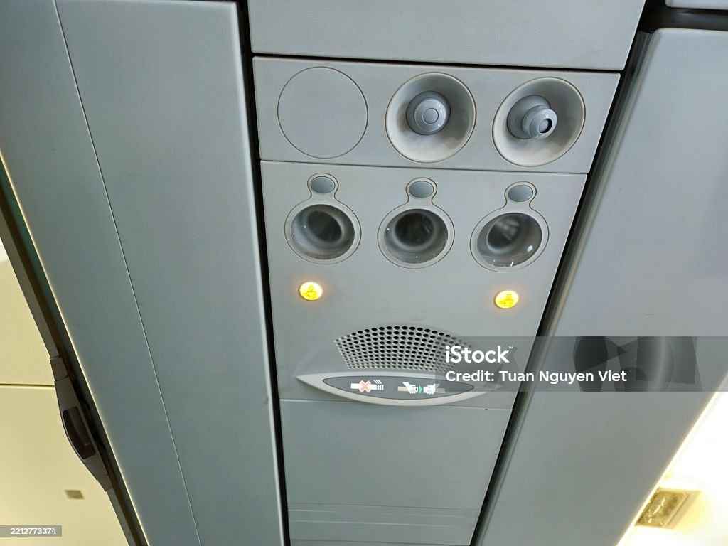 Overhead Control Room The Overhead Control Panel Inside An Airplane Cabin Featuring Reading ...