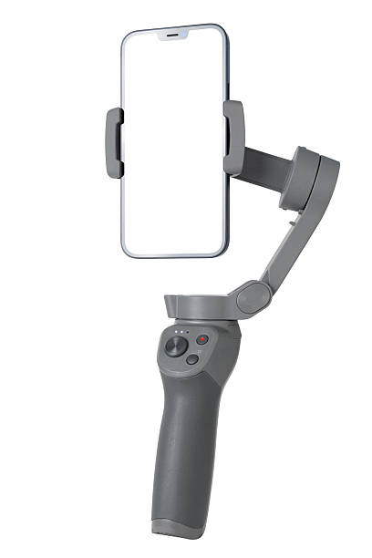istock Smartphone Gimbal Stabilizer -  Blank Screen, Portrait Mode, Angled View, Isolated on White Background 2212782271