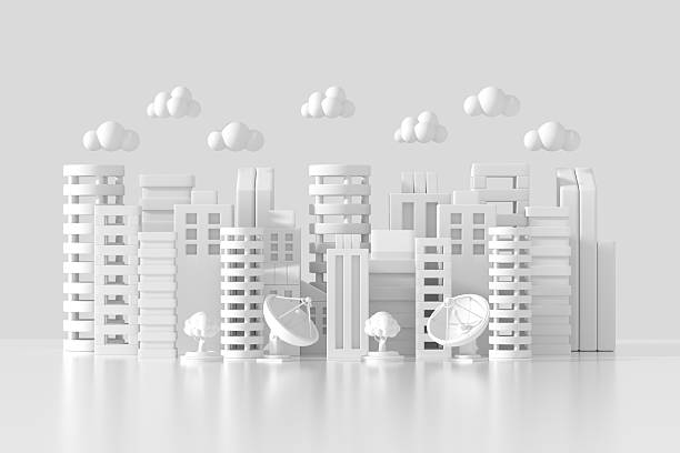 istock Smart city, futuristic cityscape on white background 2212787603