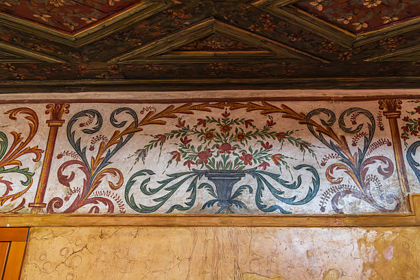 Tirana, Albania. October 13, 2024. Murals on the Et'hem Bej Mosque in Tirana.