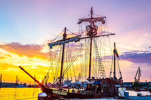 Cesenatico, Italy - August 04, 2022: Porto Canale Leonardesco - picturesque canal port designed by Da Vinci in 1502 with colorful houses, cafés & sailing boats. Cesenatico is a port town on the Adriatic coast of Italy. It is located in the province of Forlì-Cesena in the region of Emilia-Romagna, about 30 kilometres south of Ravenna. Cesenatico's port canal was surveyed and drawn by Leonardo da Vinci at the request of Cesare Borgia, as part of his plans to fortify the nearby town of Cesena.