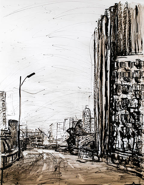 istock damaged houses during rocket and drone attacks in Kyiv hand-drawn illustration 2212797441