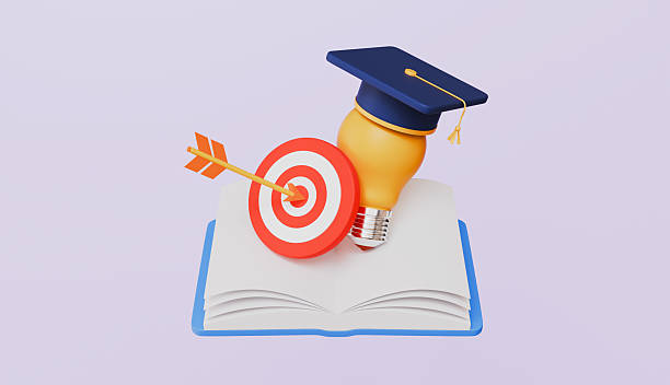 istock Light bulb with graduation cap, Graduated icon, Bachelor’s degree, target icon and open book, graduation target concept 2212816030