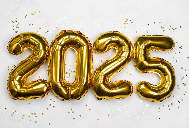 istock Gold balloons spelling 2025 ready for a New Year's celebration event 2212819772