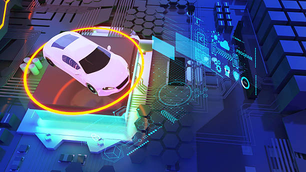 istock Semiconductor technology systems and computer processing units are used in the automotive and transportation industries, 3D rendering. 2212827167