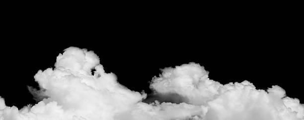 istock Clouds isolated White fluffy on black background for design overlay 2212827290