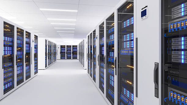 istock Shot of Data Center With Multiple Rows of Fully Operational Server Racks. Modern Telecommunications,Data center cooling,server room,3d rendering 2212827579