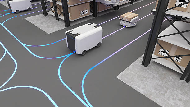 istock Robot transportation and cargo handling,using automation in product management,Warehousing and Technology Connections,3d rendering 2212827594