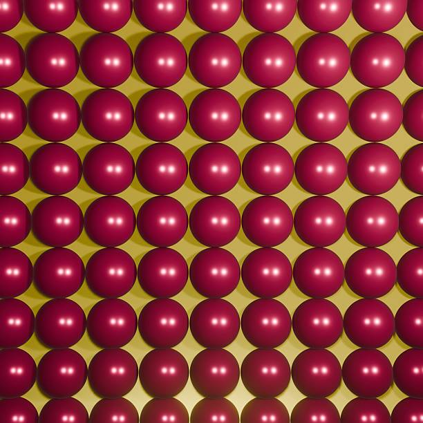 3D pink balls on yellow wall background