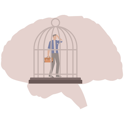 Incarcerated Intellect Mind Prison Psychological Concept Stock Illustration - Download Image ...