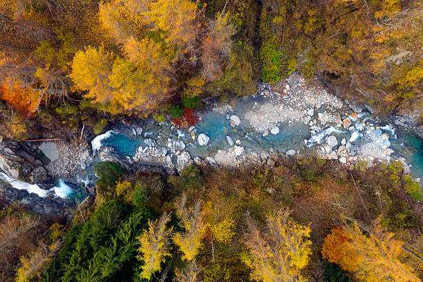 istock Aerial view of mountains river during autumn 2212843800