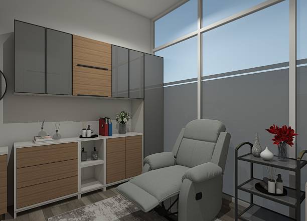 istock Private working room interior design with storage cabinet and comfortable sofa. 2212846453