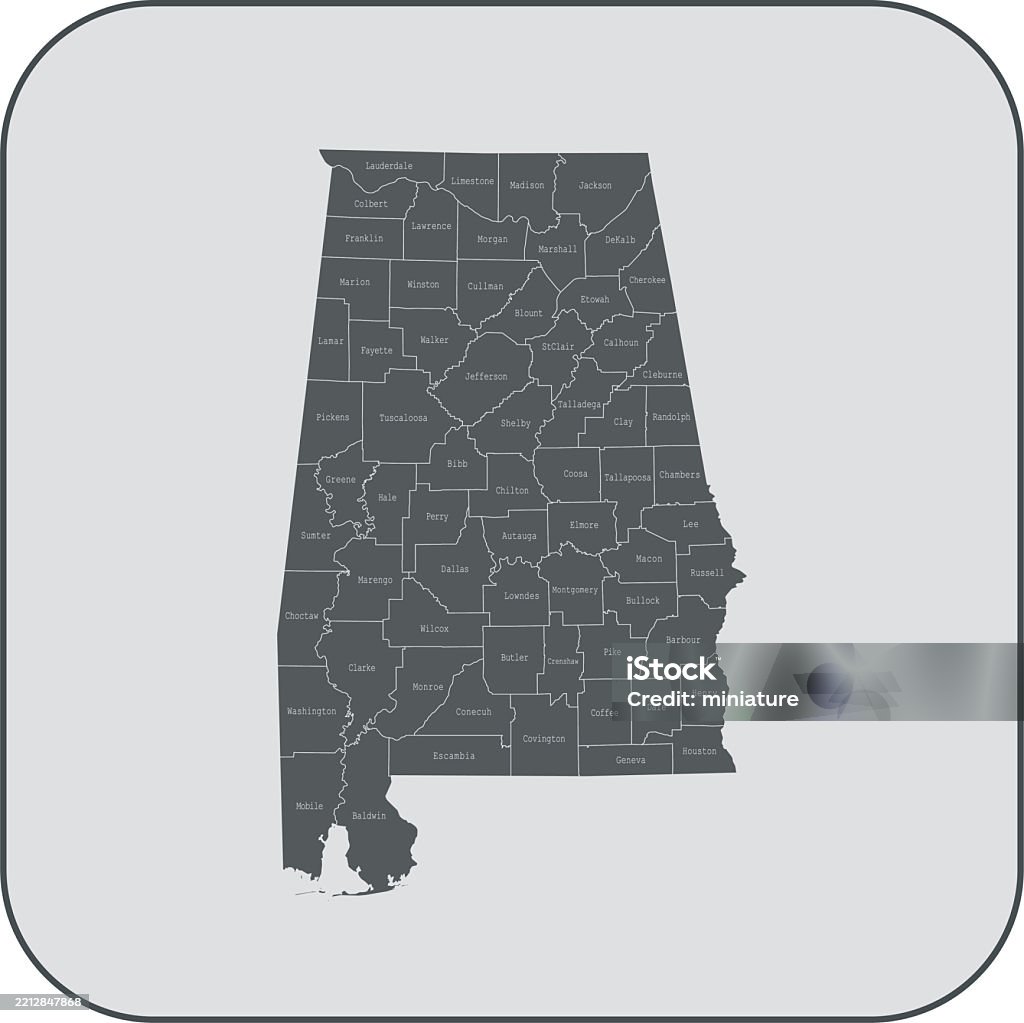 Al Map Vector Alabama Map Stock Illustration - Download Image Now - Abstract, Alabama ...
