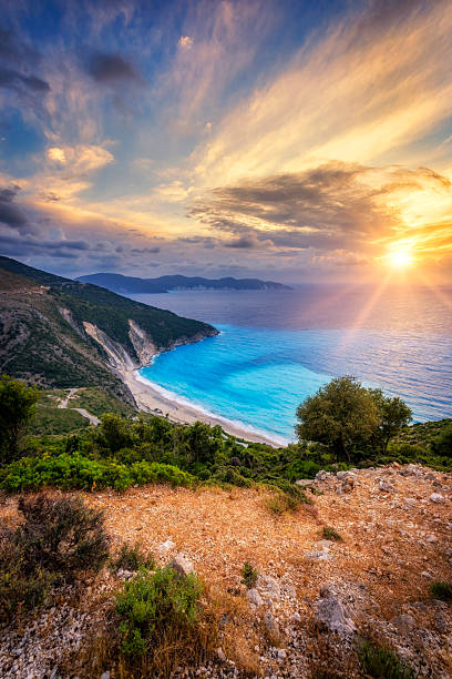 istock Beautiful summer sunset over the Myrtos beach in Greece 2212849944