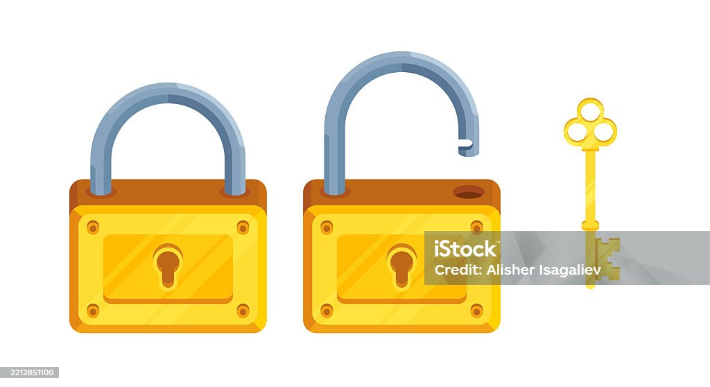 Open Lock With Key Illustration Of Detailed Locks With Open And Closed Lock And Key Stock ...