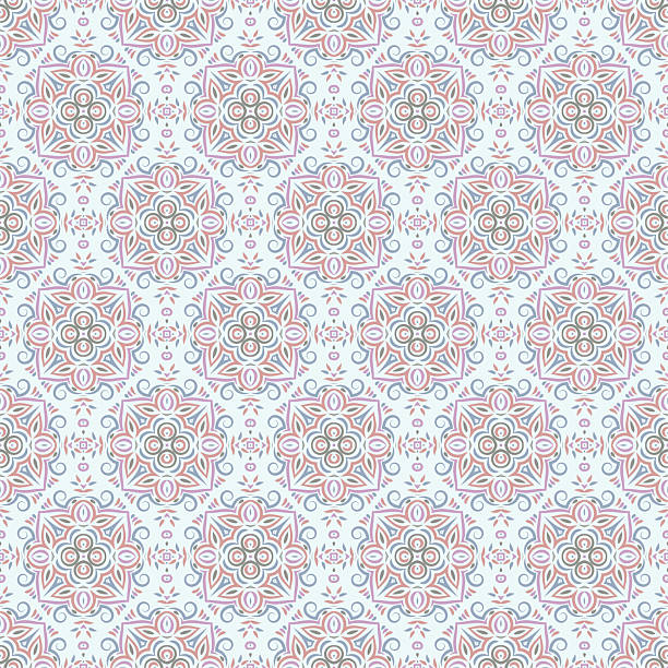 Seamless pattern with colorful lace damask design Pastel colored oriental geometric background with sophisticated and elegant shapes for textile, wallpapers, linen. carte antique stock illustrations