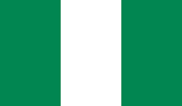 The image shows a digital illustration of the flag of Nigeria. This rectangular flag icon is depicted in its standard colors: green and white. Designed as a computer illustration, the flag features three vertical stripes of equal size, with green on the hoist and fly sides and white in the center. The design is presented in a clean and simplified layout that highlights its distinctive elements, making it suitable for various digital and graphic applications.