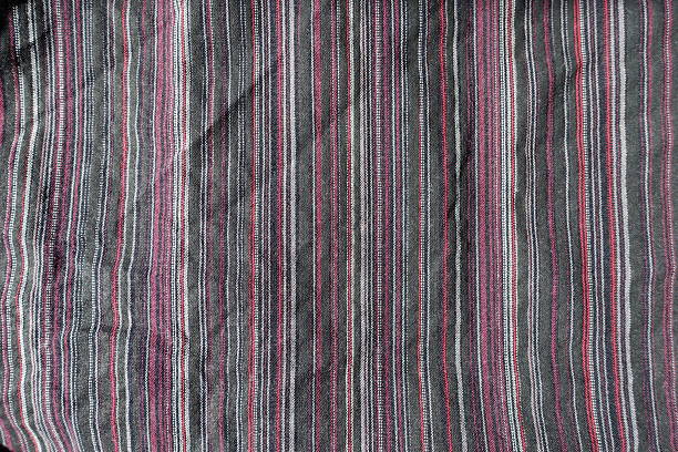 black, red and white striped cotton fabric texture