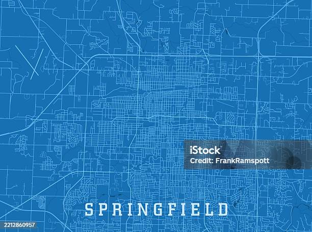 Small Springfiled Map Springfield Mo City Vector Road Map Blue Horizontal Stock Illustration ...