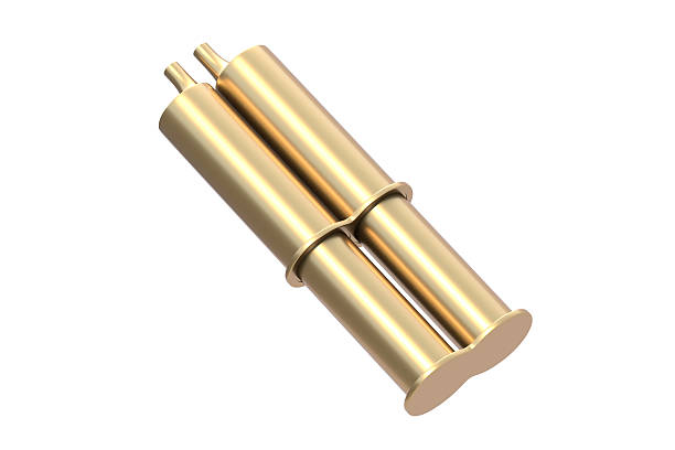 istock Golden two-component epoxy resin adhesive in syringe isolated on white background. 3d render 2212862247
