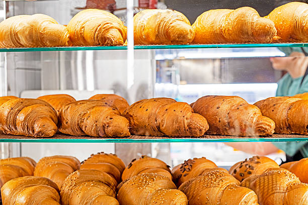 istock hot croissants without a garnish in a bakery 2212862341