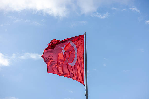 istock The waving Turkish flag 2212862527