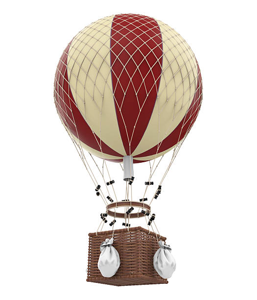 Vintage Hot Air Balloon isolated on white background. 3D render