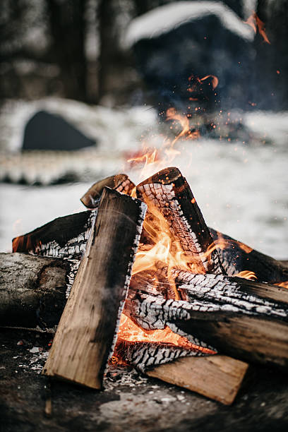 istock Warm Campfire Burning in Snowy Outdoor Winter Setting 2212865134