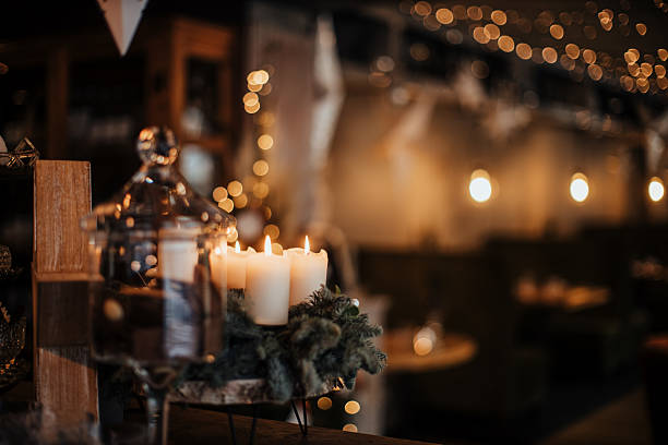 Warm Candlelight Ambiance in a Festive Setting