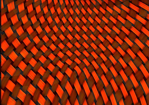 Abstract 3d illustration background of woven fabric with red threads with text space