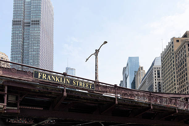 istock Franklin street bridge spanning chicago river with skyscrapers towering above 2212875292