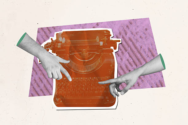 istock 3D collage design artwork of hand showing sign body language symbol finger touch typewriter machine interview vintage news writing report 2212875460