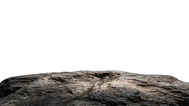 istock Brown rock stone isolated white background, Cliff edge beige formation well stand display product, cosmetics, Clipping path 2212908031