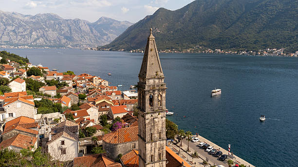 istock High angle view of bell tower in Perast 2212911729