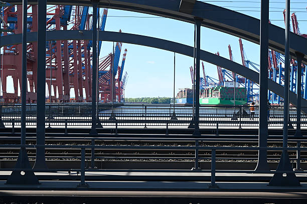 Hamburg Industry Docks with Ships being unloaded, Hamburg, Germany