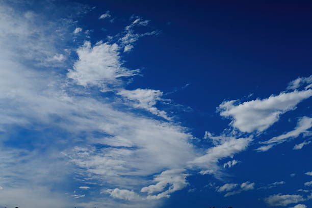 istock sky only with cloudscape of white clouds on blue skyline 2212919150