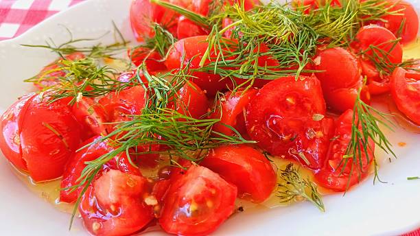 chopped tomatoes and dill.