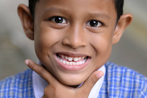 Close Up of neat milk teeth